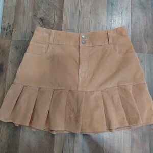 True Holister Vintage Skirt Womens M Camel‎ Brown Micro Mini Corduroy Pleated